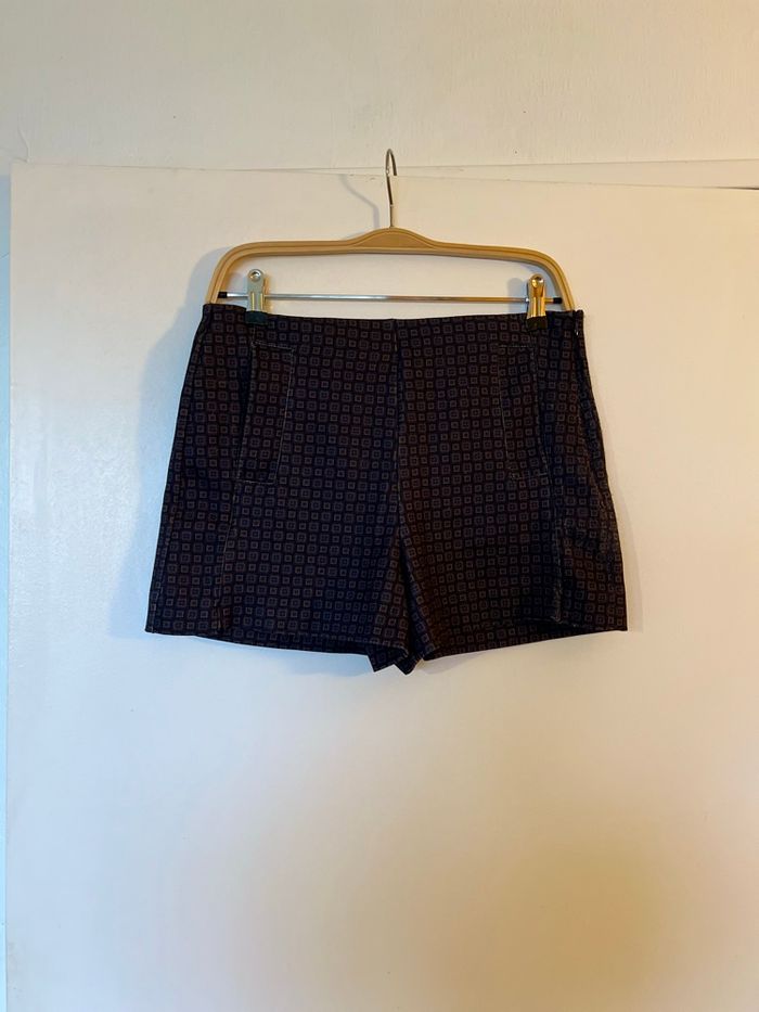Short imprimé rétro chic – bleu marine / bordeaux T38 ✨ - photo numéro 3