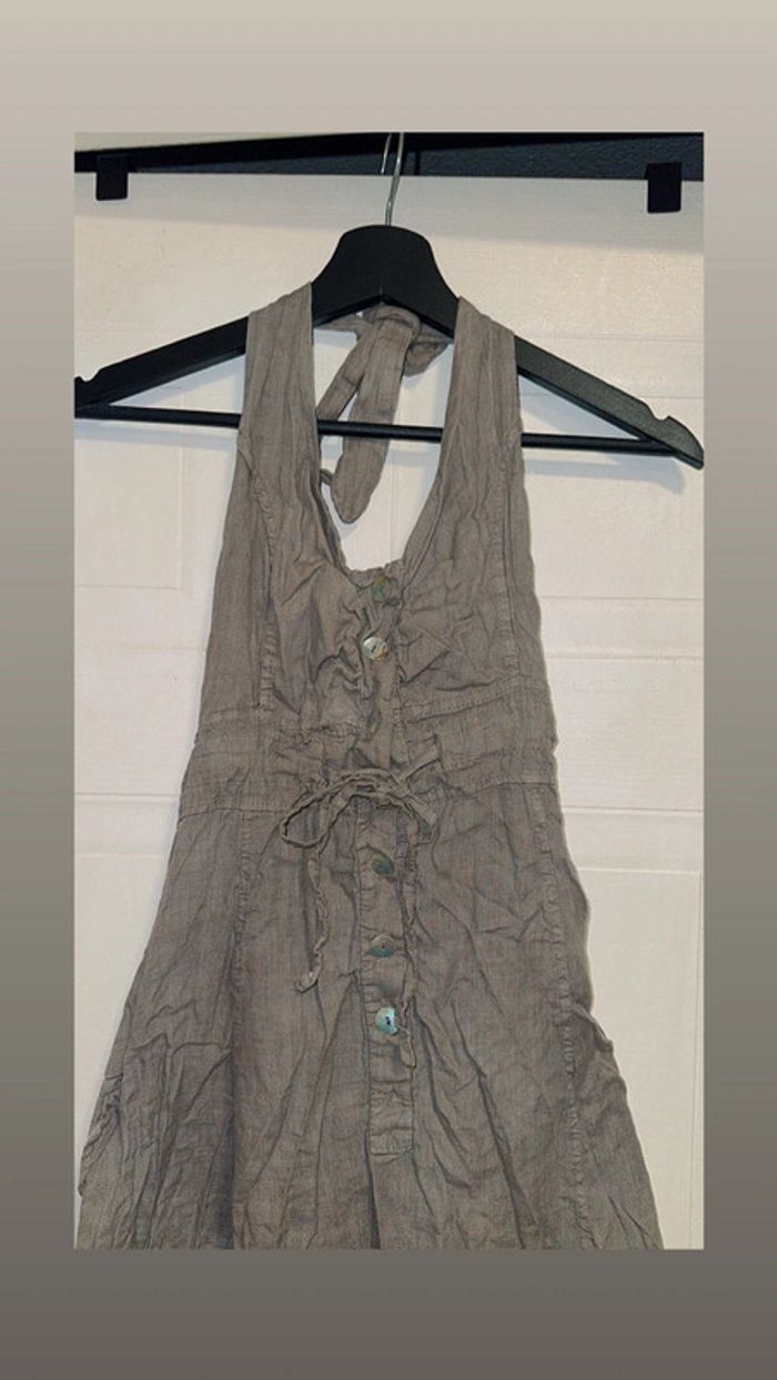 Robe dos nu kaki/taupe en lin – Taille M/L - Bon état - photo numéro 4