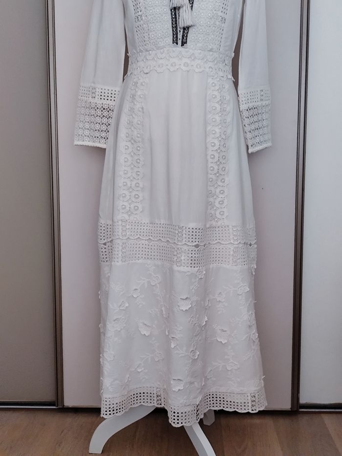 Robe longue the kooples taille S coton blanc et dentelle toutes saisons - photo numéro 2
