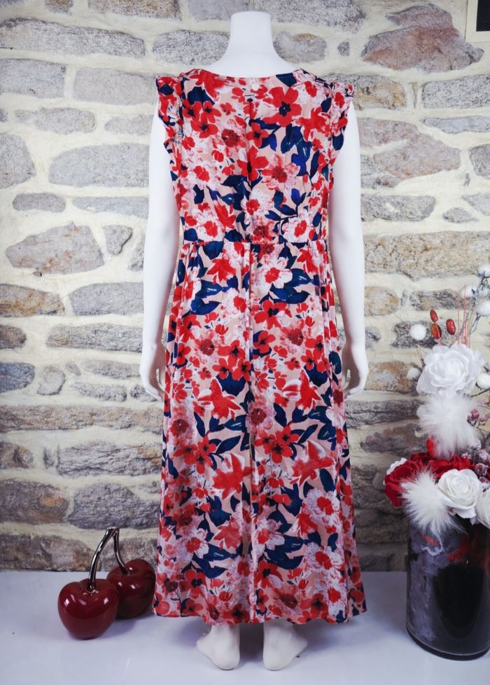 Robe longue évasion fleurie symphonique rouge et bleue Femme taille 54 marque Boohoo 🌺 - photo numéro 2