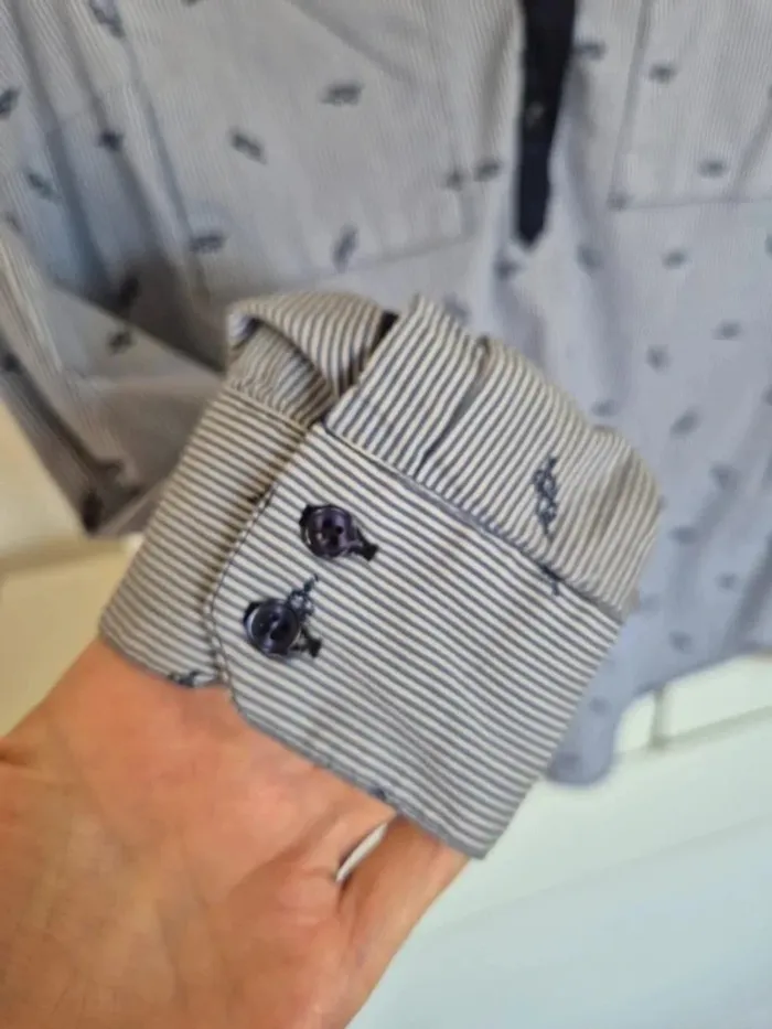 Chemise ZARA basic cintrée bleu à rayures Taille S 36 - photo numéro 5