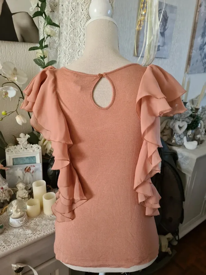 Blouse marron volanté H & M Taille S - photo numéro 2