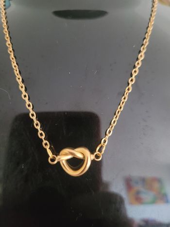 Collier en acier inoxydable doré.