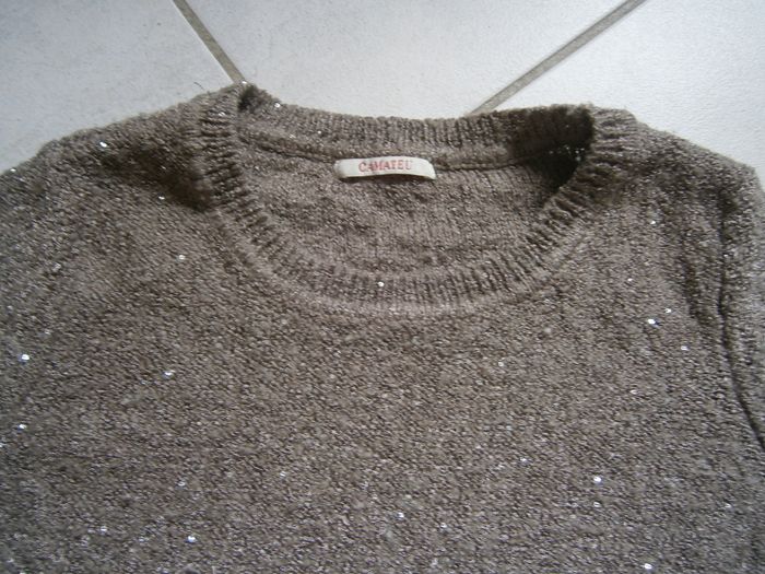Pull ML marron brillant CAMAIEU Taille M - photo numéro 4