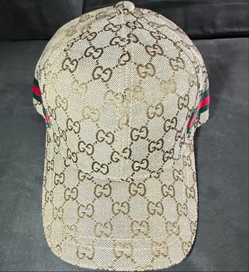 🧢 Casquette GUCCI originale – GG Supreme beige – Bande Web –
