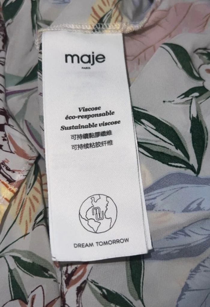 Blouse fluide Maje avec volant jungle blanc Taille 38 - photo numéro 16