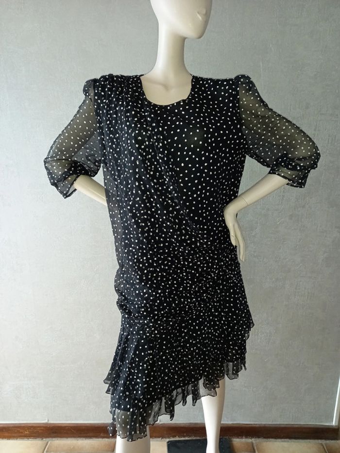 robe noire à pois blanc vintage taille 42