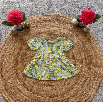 🌺Robe manche courte motif ancien avec citron Taille 9-12mois/80cm🌺
