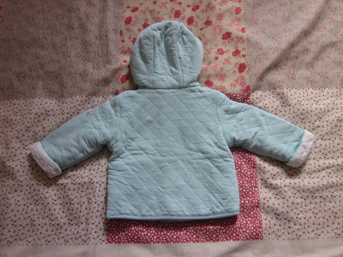 Veste à capuche chaude turquoise 6 mois - photo numéro 2