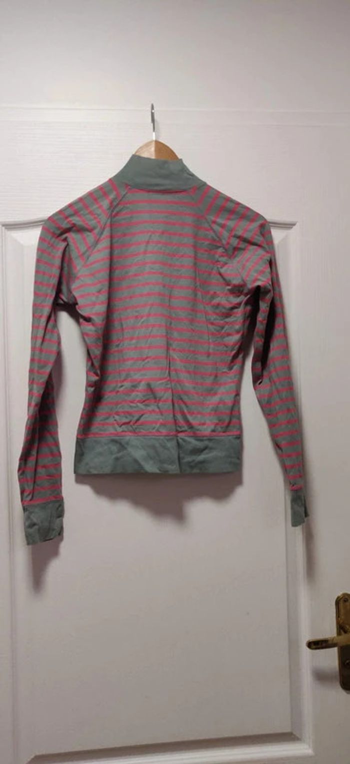 Gilet sweat zippé kaki rayé rose Somewhere 38/40 - photo numéro 3