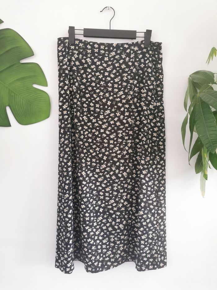 Jupe longue bohème noire fleurie fendue Shein Taille L - 40/42