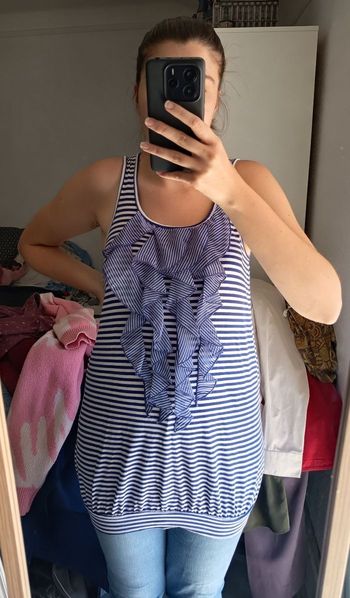 Long Débardeur à Rayures Bleues & Blanches - M / M&S Mode 