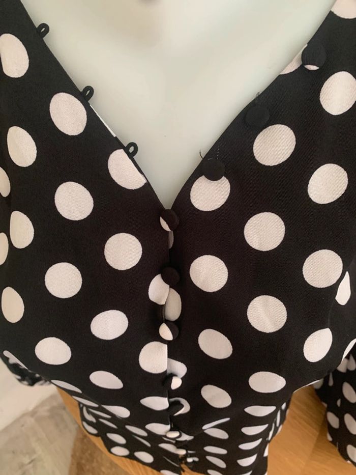 Blouse Ivivi taille 38 noir à pois blanc - photo numéro 2