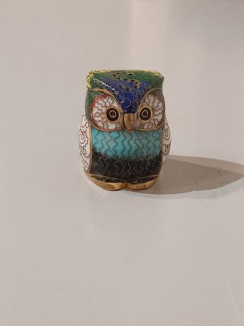 Salière chouette cloisonnée 