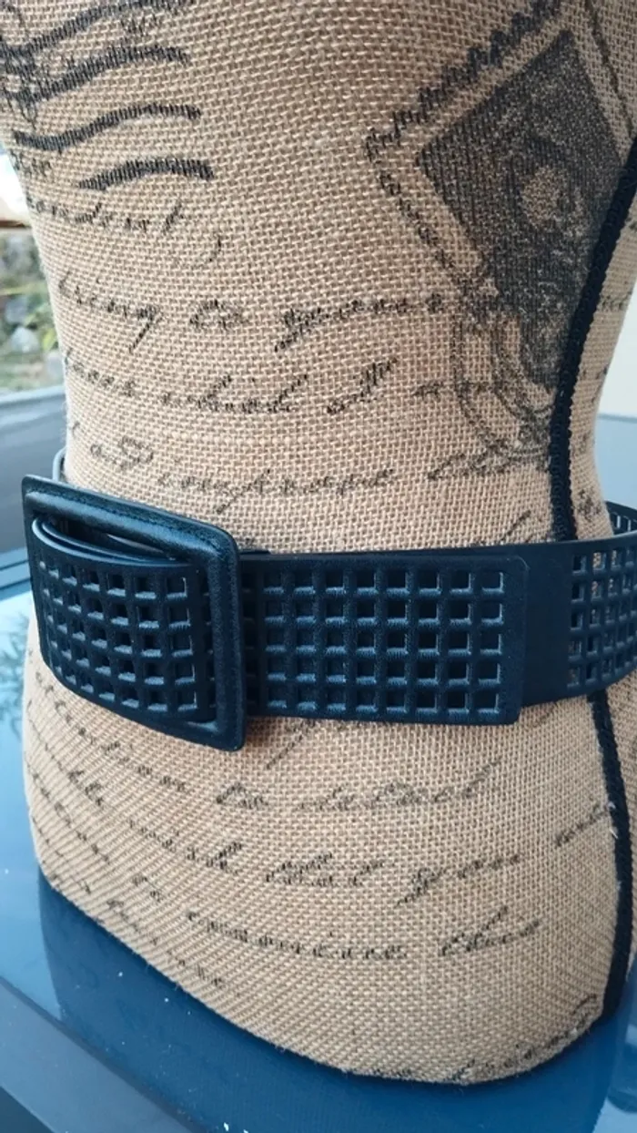 Ceinture quadrillé noire femme 85 cm - photo numéro 3