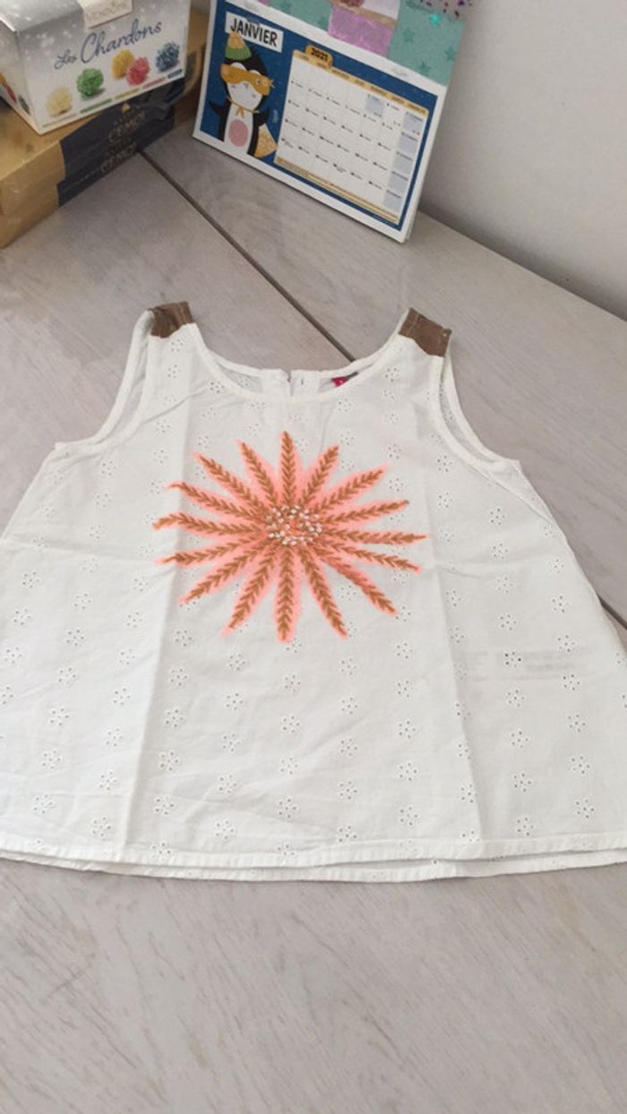 Débardeur blanc broderies 6 ans Orchestra