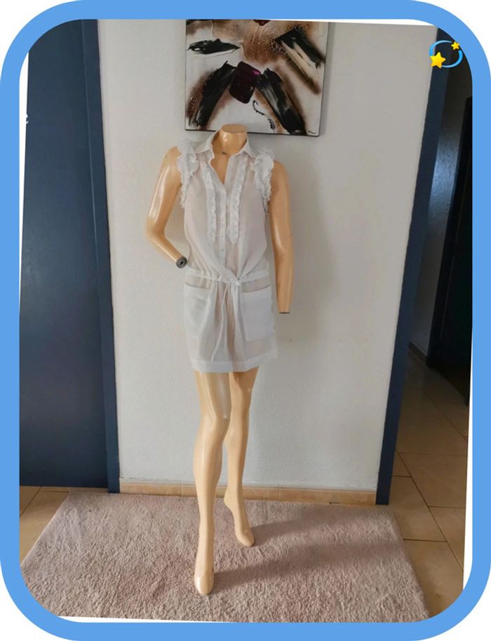 très belle robe blanche ou tunique taille 38 - photo numéro 2