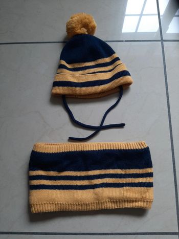 Ensemble bonnet et snood 3/6 mois