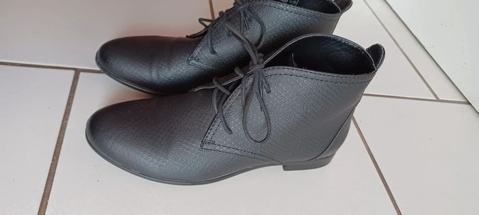 Bottines noires femme, motif effet serpent, taille 38 - photo numéro 5