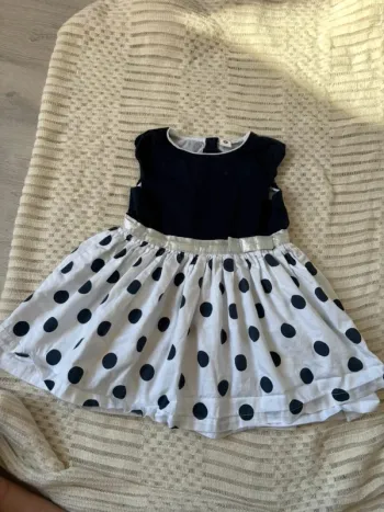 Robe fille bleu marine et blanche 3 ans