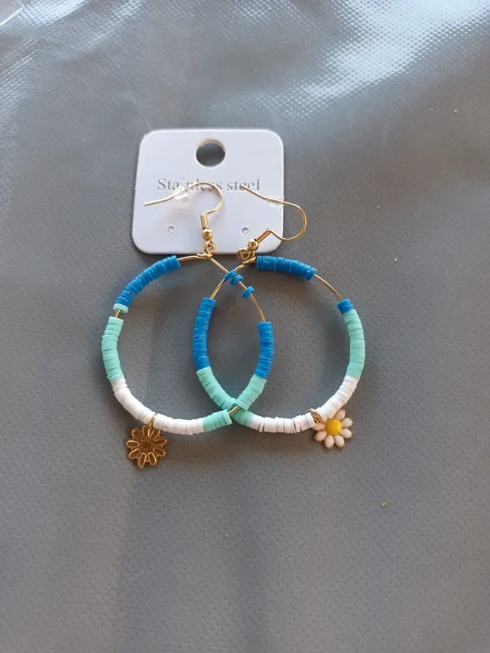 Boucle fantaisie bohème créole multi bleu