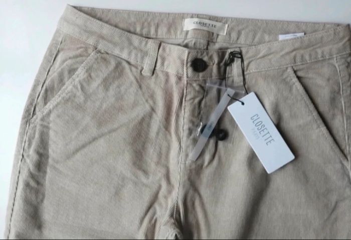 Pantalon chino en velours côtelé beige taille 40 Closette Paris - photo numéro 3