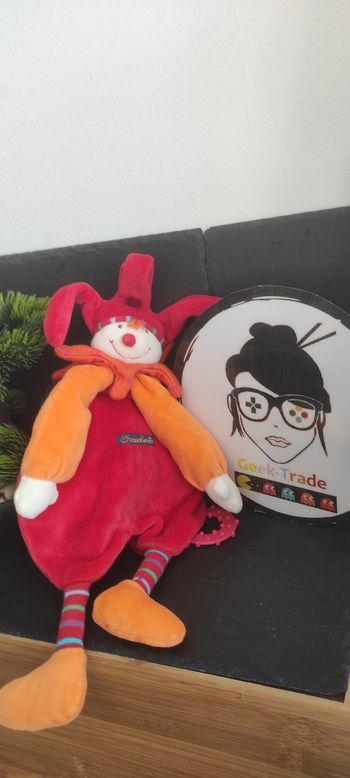 Doudou moulin roty dragobert rouge orange lutin dentition ancien