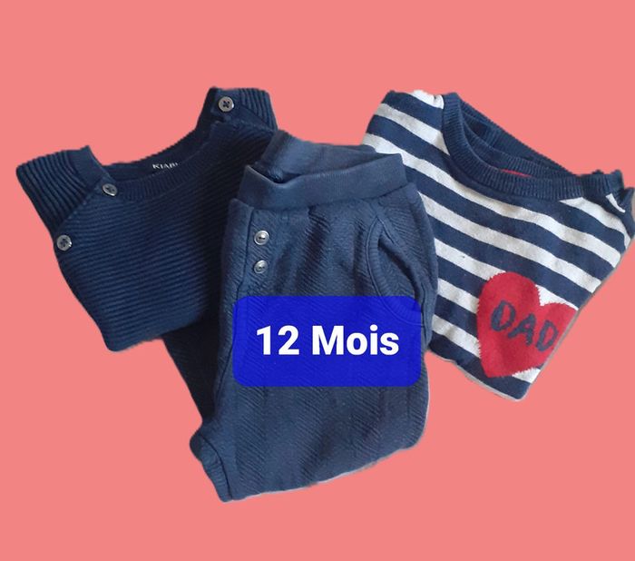 Joli lot bébé 1 An. 1 pantalon + 2 pulls