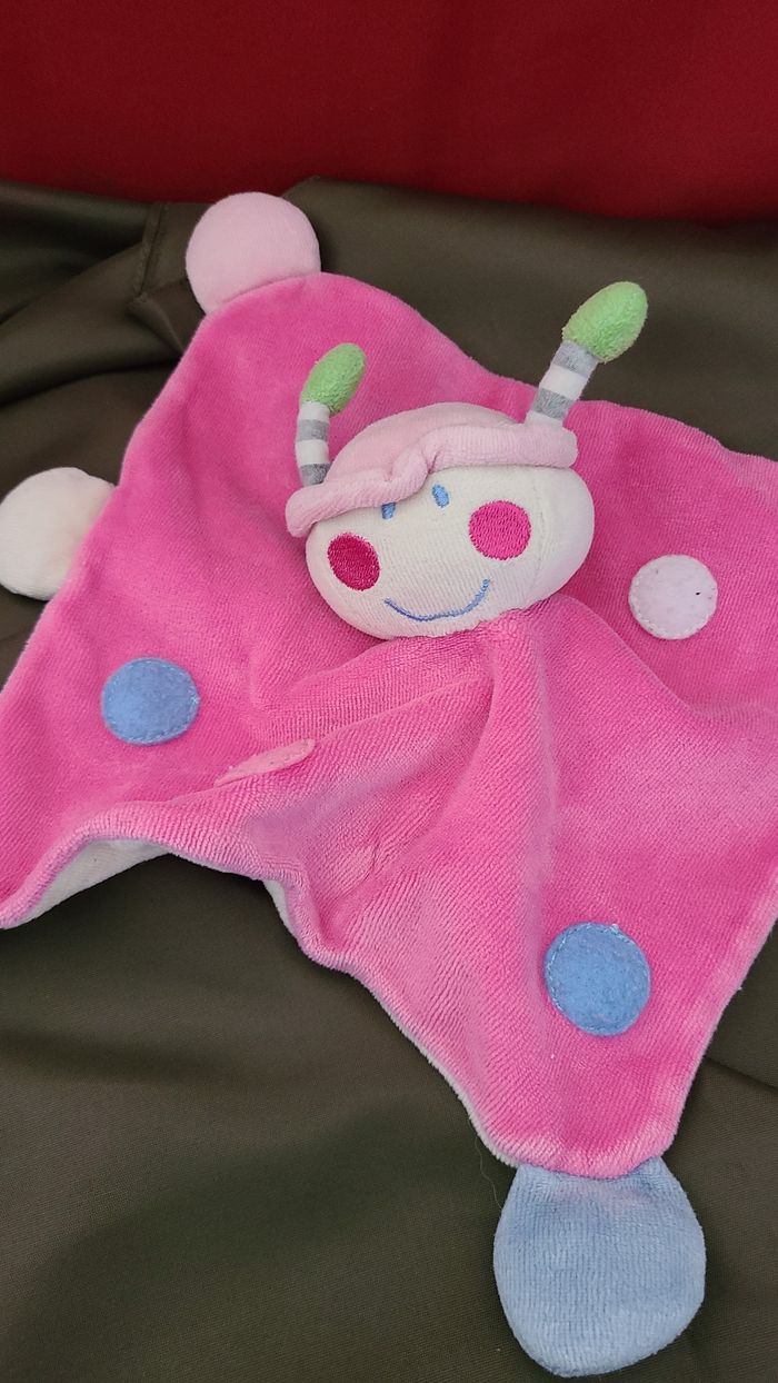 Doudou plat coccinelle rose pois Dodo d'amour MGM - photo numéro 3