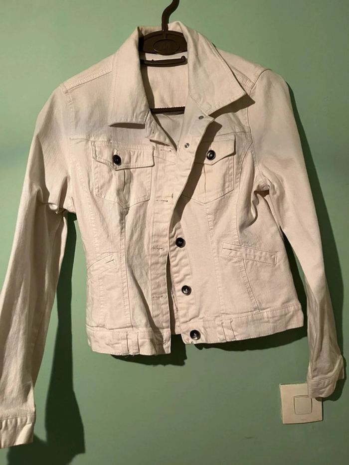 Veste en jean blanc OCCAZ Taille 36 / S - photo numéro 2