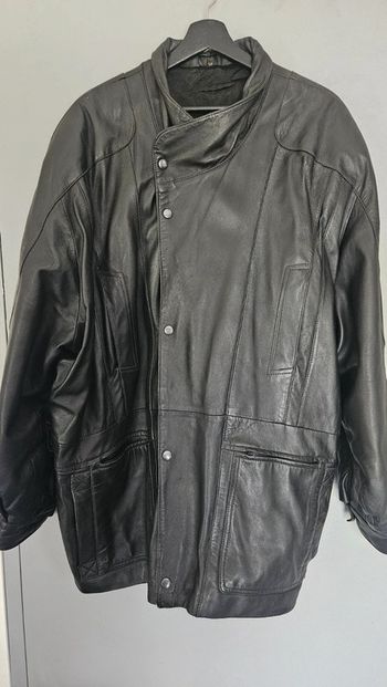 Blouson cuir agneau véritable- Homme T58- nombreuses poches