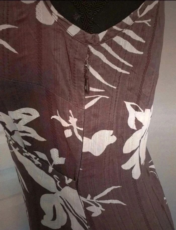 Robe fleurie marron et beige Camaïeu taille 38 - photo numéro 12