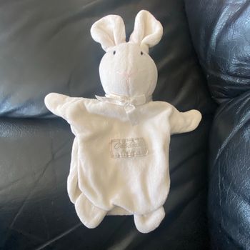 Lapin doudou et compagnie  marionnette blanc Calidoux 28cm