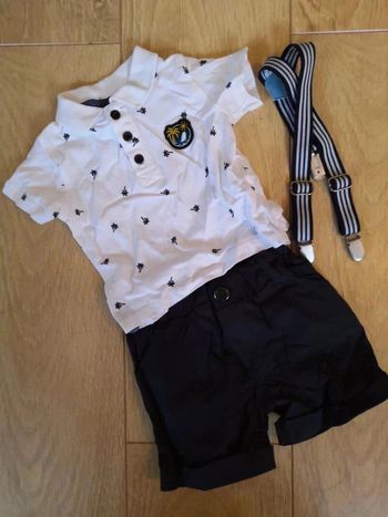 Lot ensemble polo short bretelles 3mois