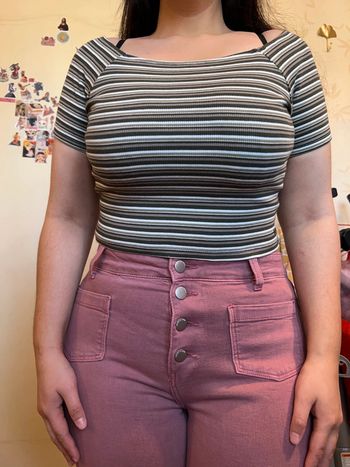 Crop top côtelé kaki • Taille L