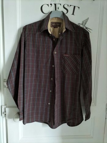 Chemise vintage carreaux rayée marron orange Marlboro Classics taille medium