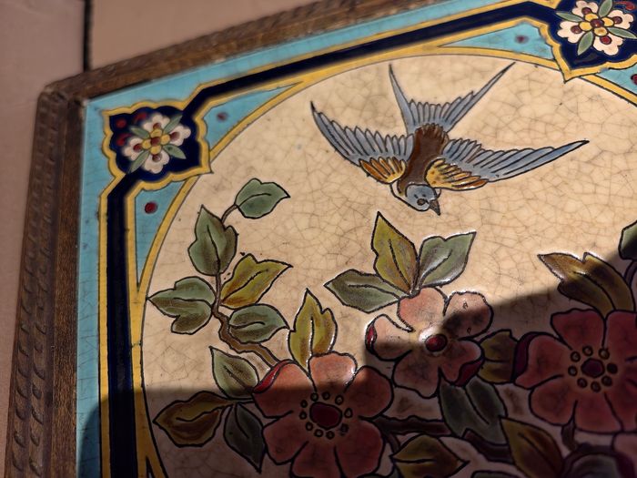 Dessous de plat émaux de Longwy oiseau - photo numéro 5