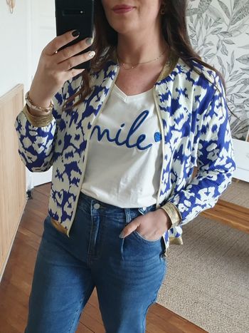 Bomber Orléans bleu/blanc détails dorés Taille M