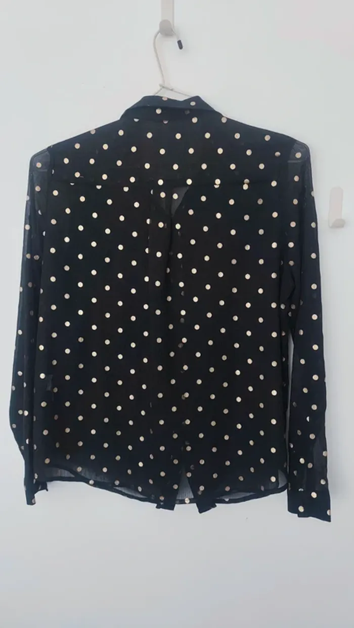 Blouse à pois noire et dorée Y Coo Paris taille S - photo numéro 4