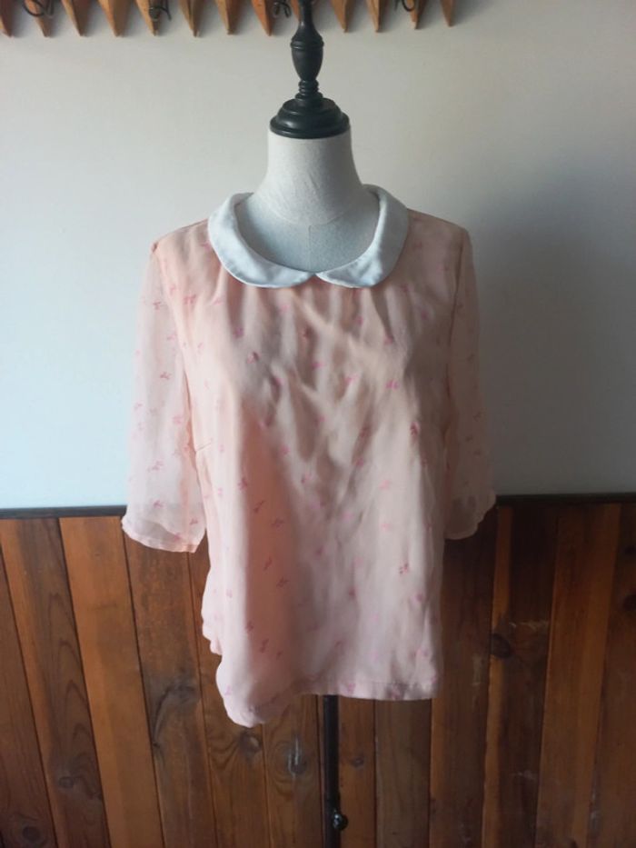 Blouse manches courtes voilage