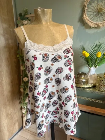 Débardeur à bretelles skull femme