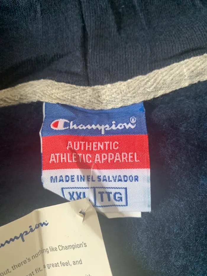 Sweat Champion zippé Bleu Marine - Grande taille XXL - Neuf avec étiquette - photo numéro 3