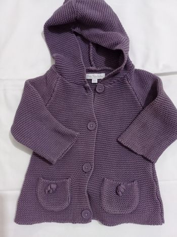 Gilet mauve bouton capuche
