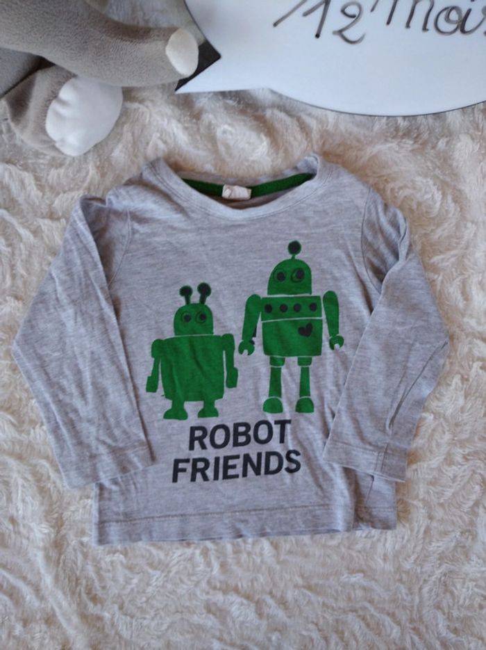 C Tee shirt chemise manches longues Garçon 9/12 mois Robot Friends H&M - photo numéro 2