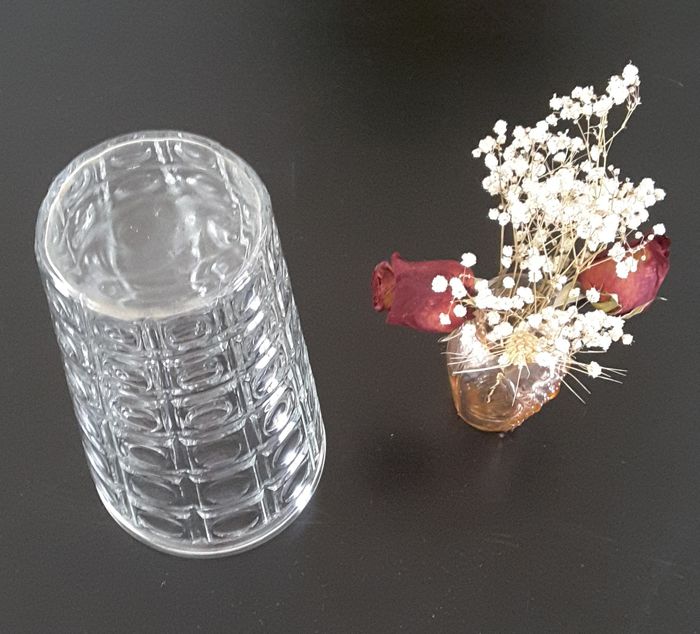 Vase transparent en verre moulé - Vintage - photo numéro 3