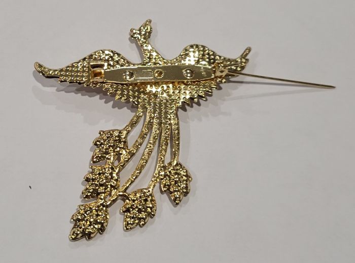 BROCHE PHENIX ROSE CLAIR STRASS ! NEUF ! - photo numéro 2