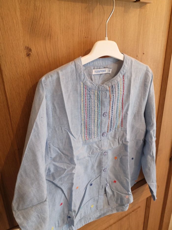 Chemise en bleu jeans clair colorée Filou & Friends 10 ans - photo numéro 3