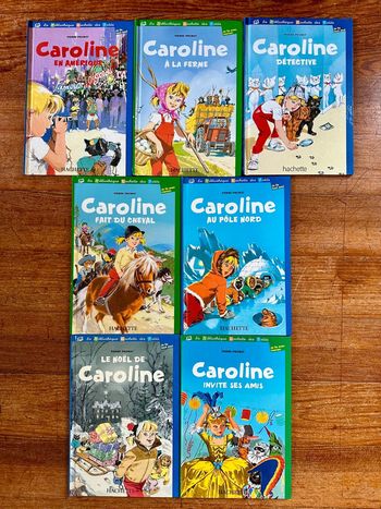 Lot de 7 livres Caroline je lis avec maman tout seul bleu vert albums Hachette