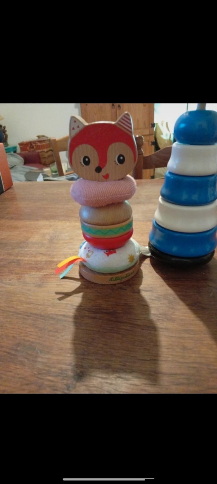 Lot de 2 tours en bois a empiler - photo numéro 2