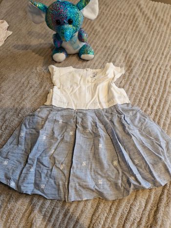 Jolie robe été fille 6 mois U Tout Petit  bleu et blanc